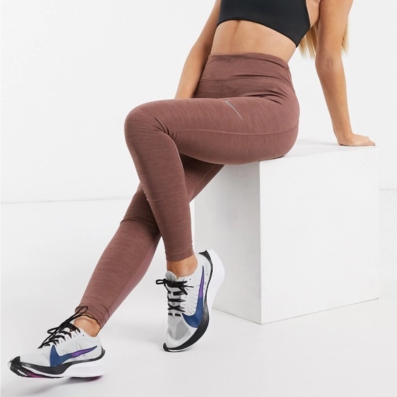 Nike Running Fast Mid Rise Dri-Fit Tights in Mauve XS - Picture 4 of 12